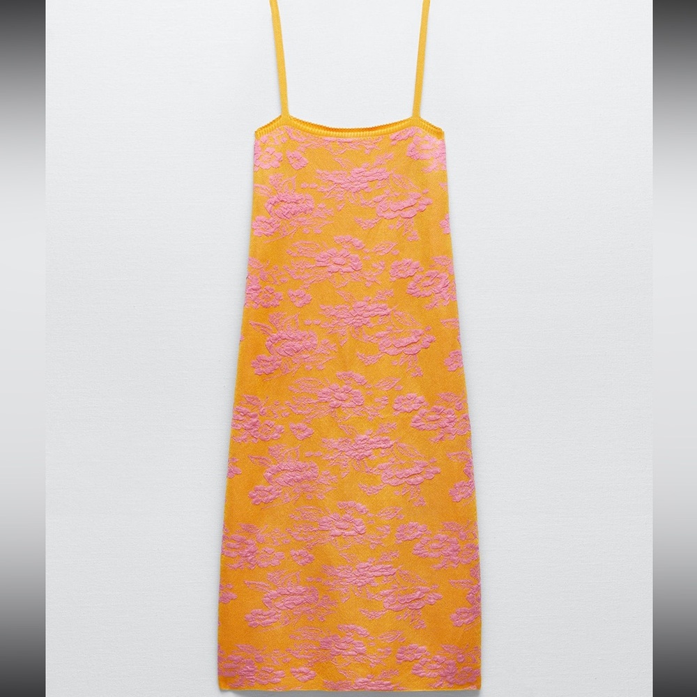 Zara Jacquard Knit Mini Dress Orange